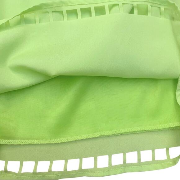 Neon Lime Green Yellow Short Cutout Dress Medium Sleeveless Summer Sundress - Picture 5 of 10